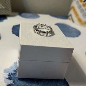 Silver Cross & Heart Ring